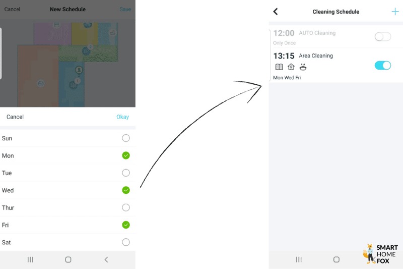 Ein Wochenreinigungsplan wird in der Yeedi App eingerichtet